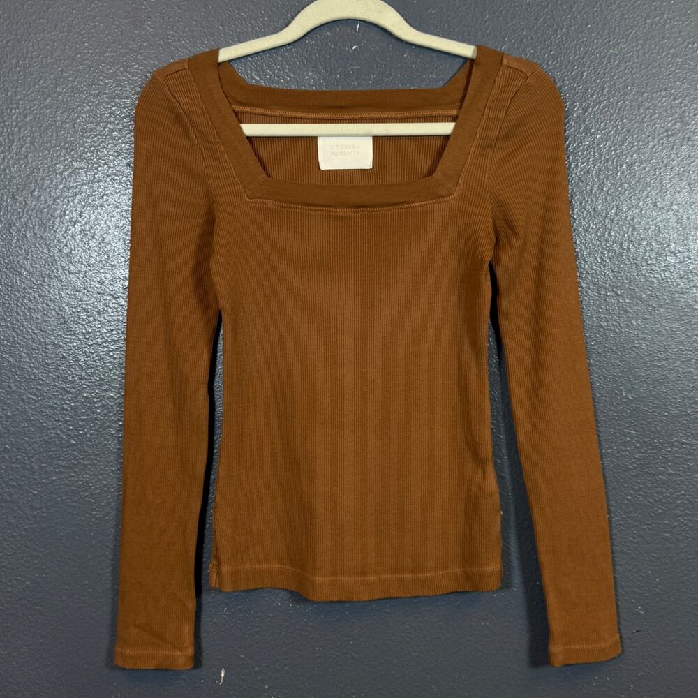 Citizens of Humanity S women’s brown Square Neck Long Sleeve Shirt Marisol